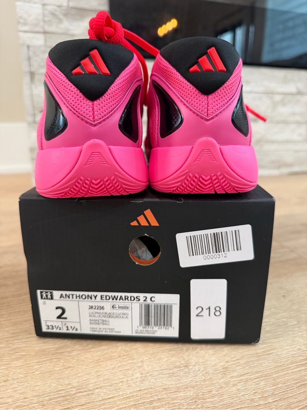 adidas Kids Pink & Black Anthony Edwards 2 C Basketball Shoes
